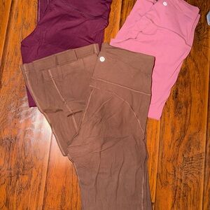 Lululemon leggings—burgundy,muted dusty rose / mauve,and Brown- size 6